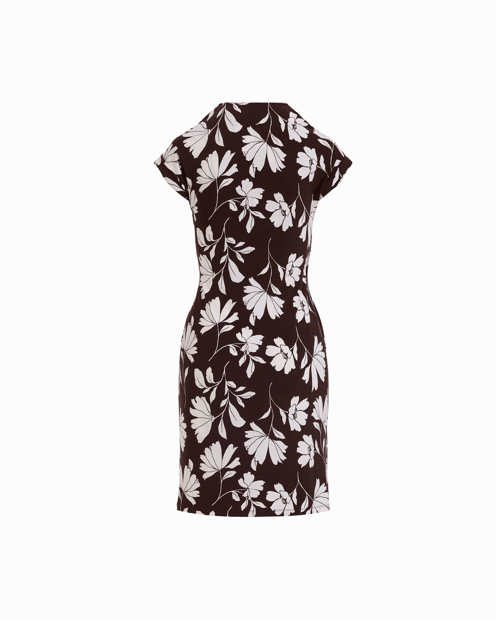 Short Sleeve Wrap V-Neck Dress in DK CHOC / WHT DV - Anne Klein DK CHOC/WHT DV