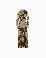 Petite Twist Front V-Neck Long Sleeve Maxi Dress - Anne Klein MOLASSES MULTI
