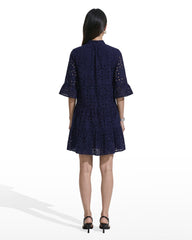 Tiered Shirt Dress with Stand Collar - Anne Klein DISTANT MOUNTAIN