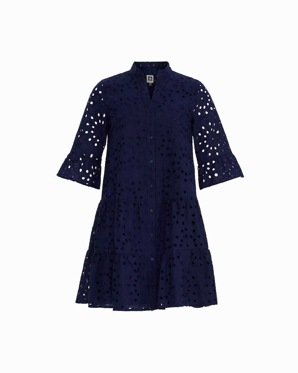 Tiered Shirt Dress with Stand Collar - Anne Klein DISTANT MOUNTAIN