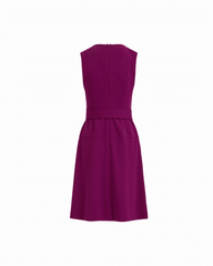 Diagonal Print Sleeveless Fit and Flare Crew Neck Dress in BEET | Anne - Anne Klein BEET