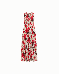 Petite Smocked Bodice Tiered Maxi Dress in White Dove Multi - Anne Klein WHITE DOVE MULTI