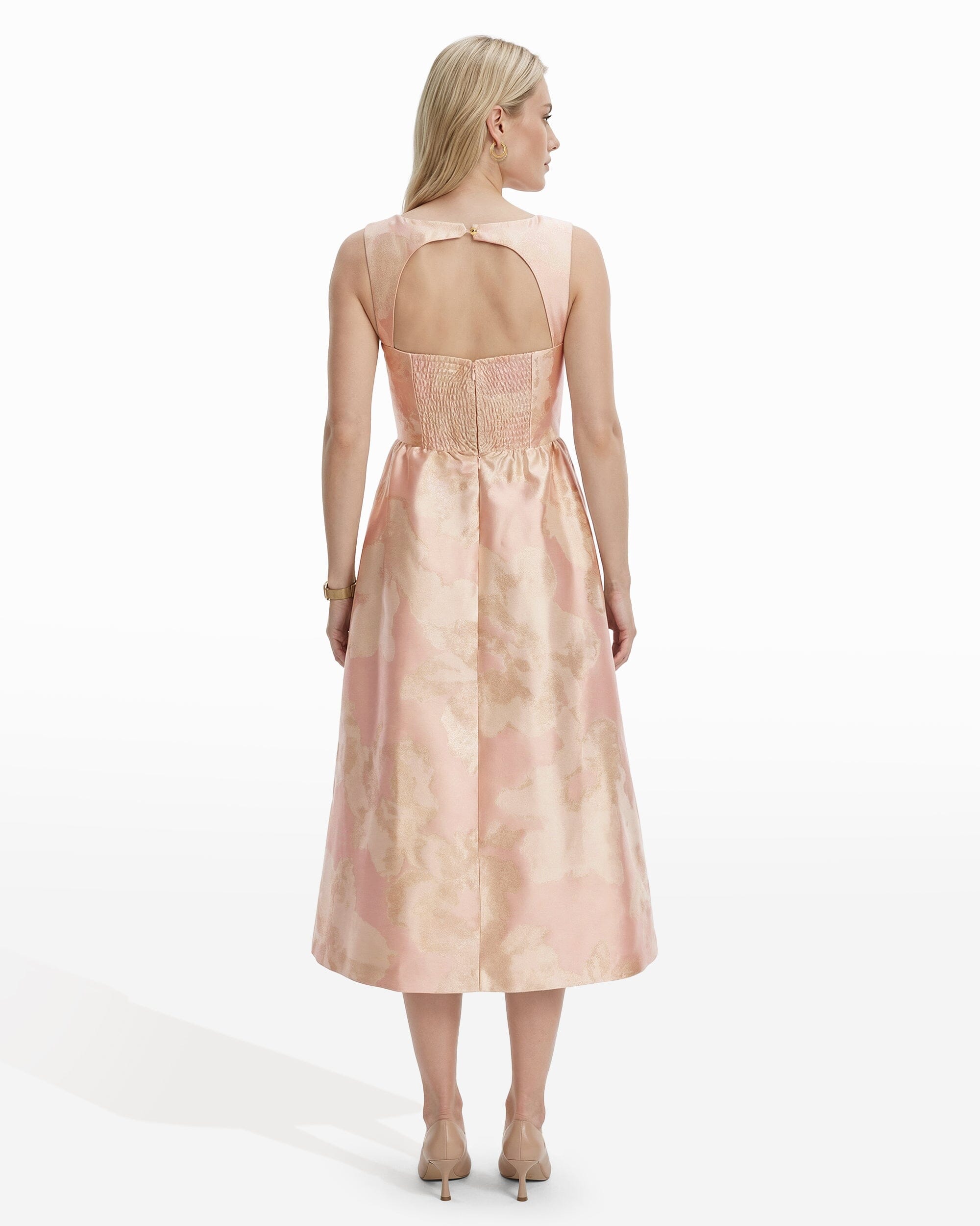 Square Neck A-line Midi Dress - Anne Klein BLOSSOM MULTI