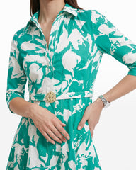 Waist Tucked Shirt Dress - Anne Klein BERYL GREEN/CRISP WHIT