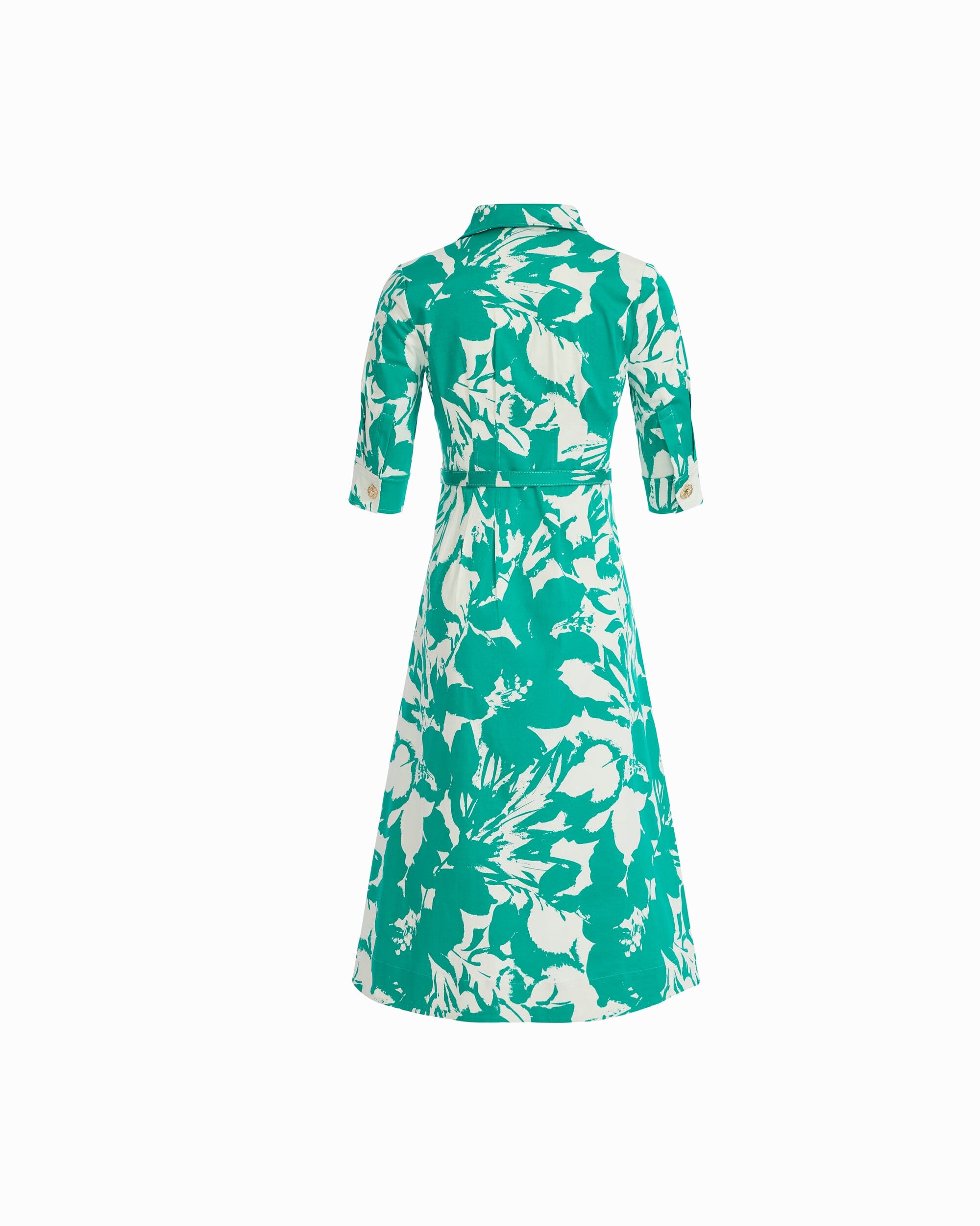 Waist Tucked Shirt Dress - Anne Klein BERYL GREEN/CRISP WHIT