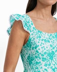 Ruffled Tiered Midi Length Dress - Anne Klein BERYL GREEN/CRISP WHIT