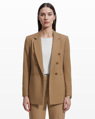 Double-Breasted Blazer with Welt Pockets - Anne Klein Cffe Crm Melng
