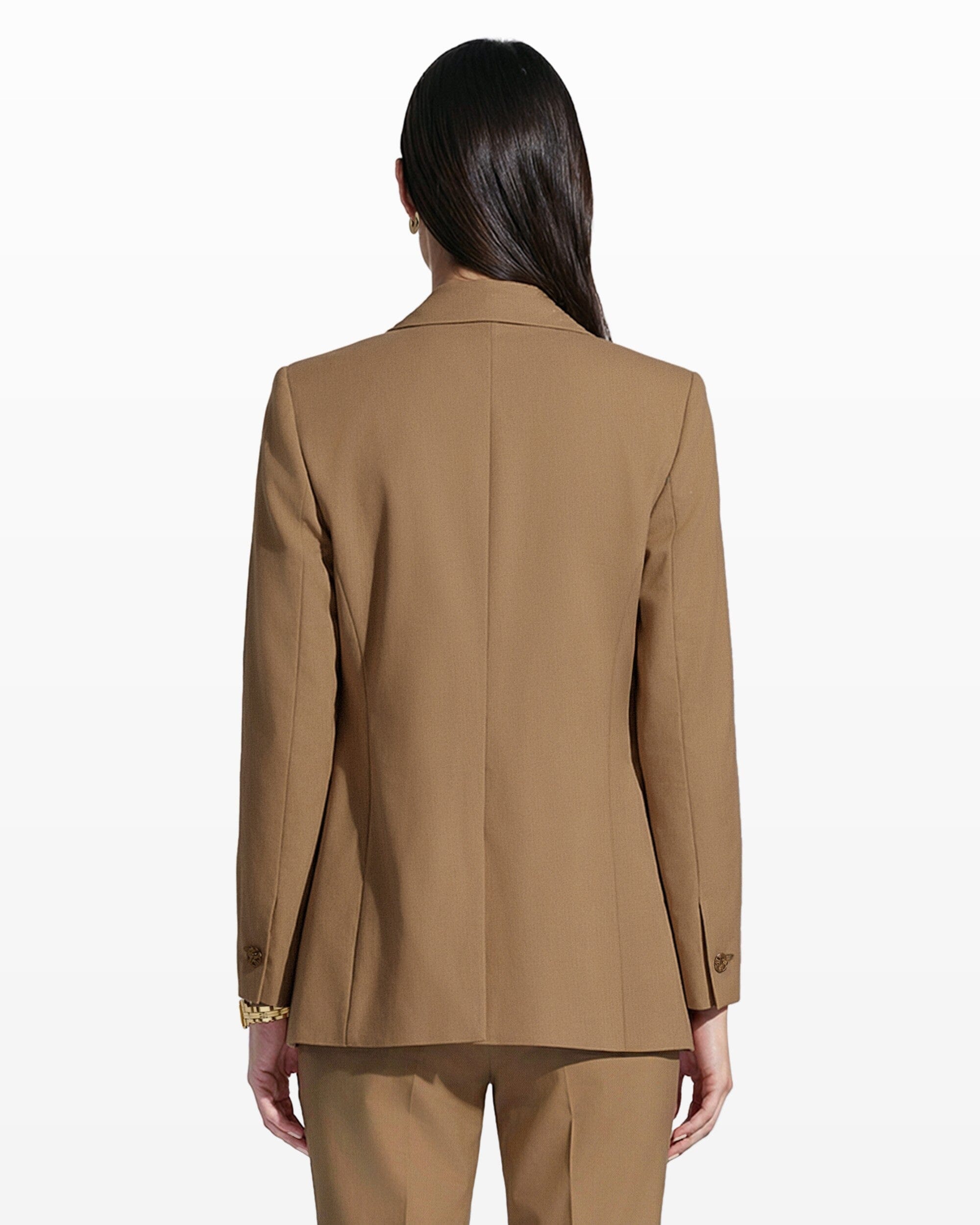 Double-Breasted Blazer with Welt Pockets - Anne Klein Cffe Crm Melng