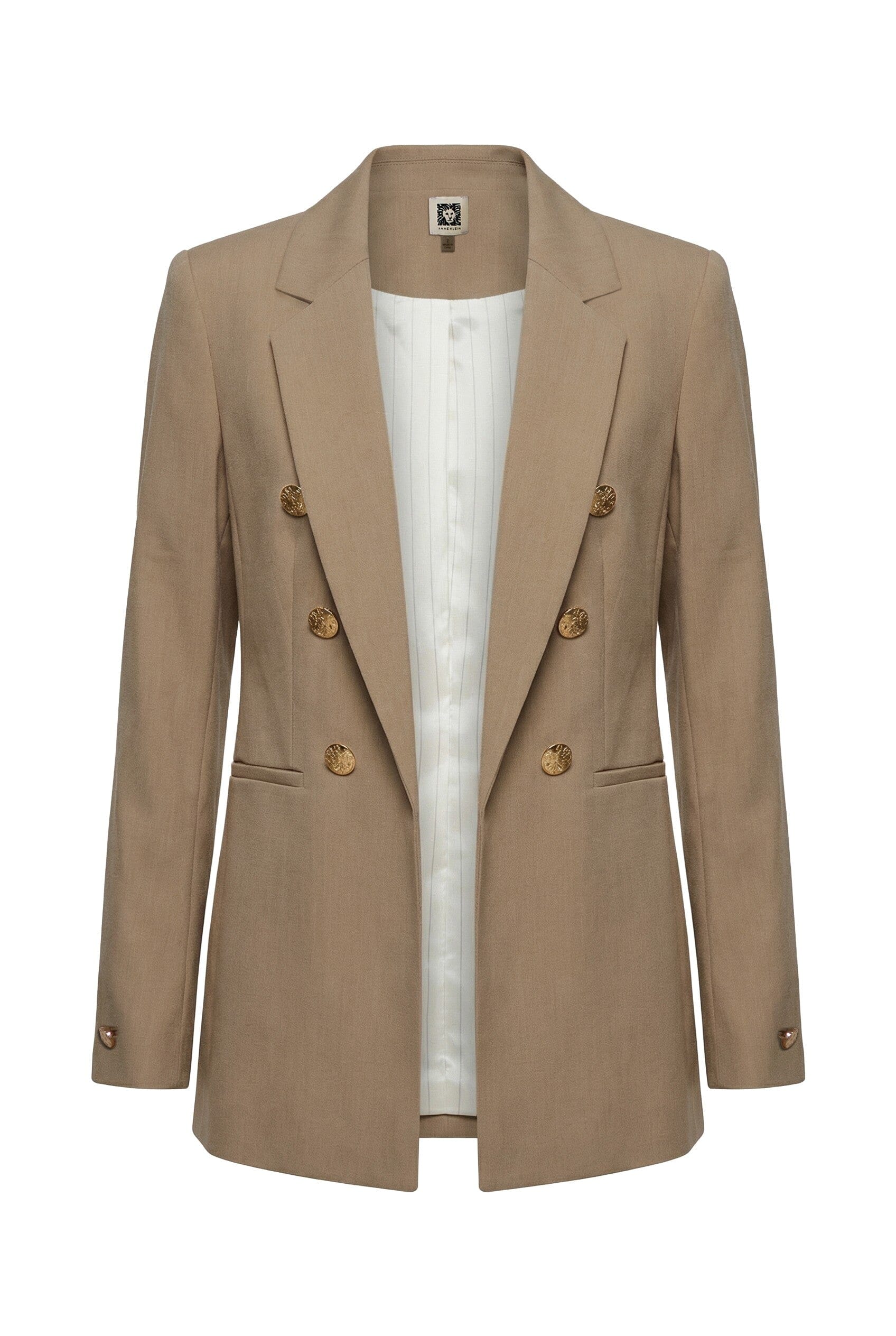 Double-Breasted Blazer with Welt Pockets - Anne Klein Cffe Crm Melng
