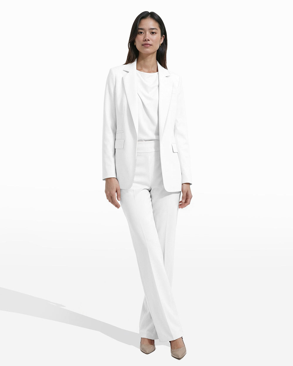 Open Front Notch Collar Jacket - Anne Klein WHITE DOVE