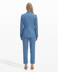 One-Button Notch Lapel Linen Blend Jacket - Anne Klein LAGOON