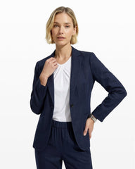 One-Button Linen Blend Jacket - Anne Klein DISTANT MOUNTAIN