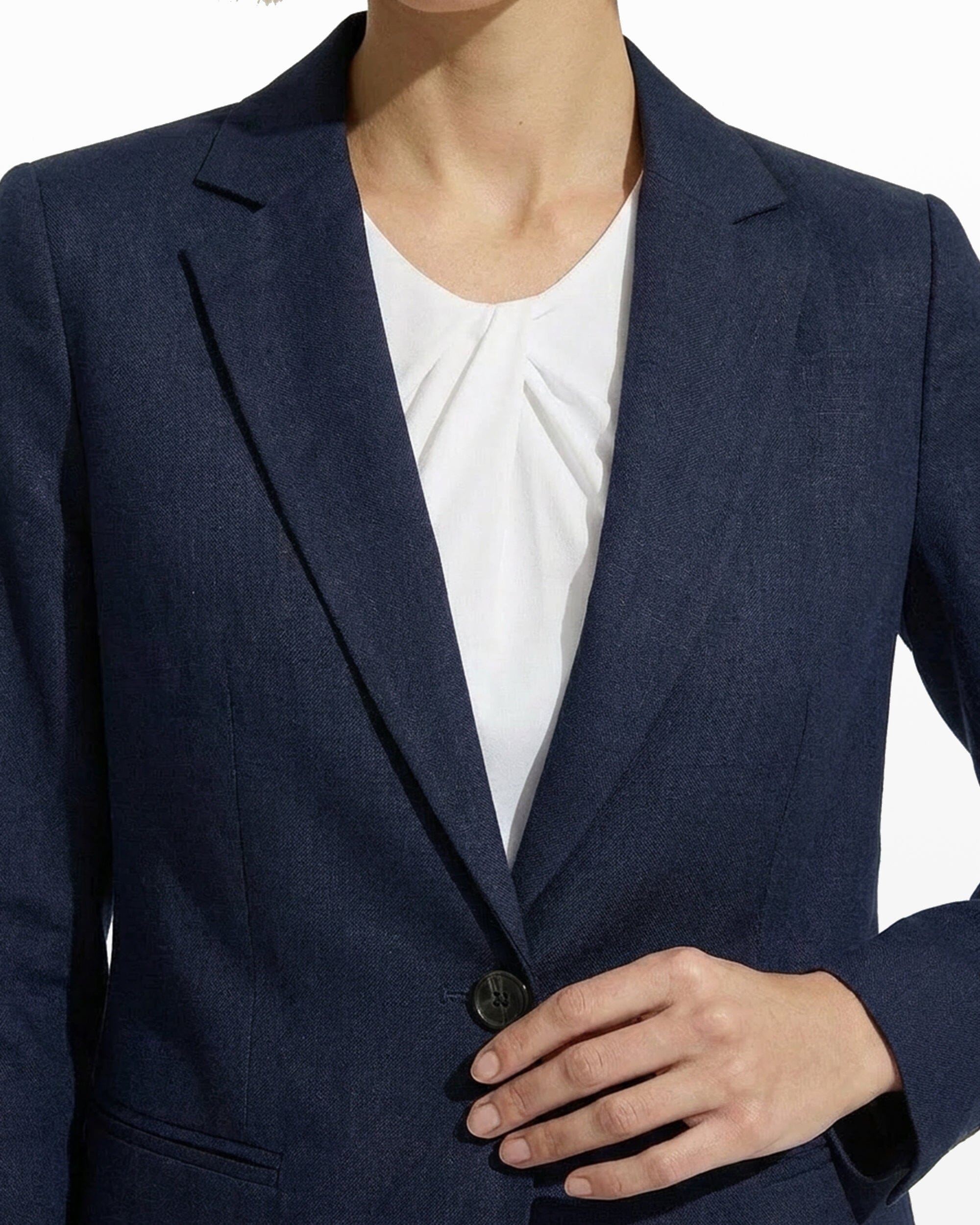 One-Button Linen Blend Jacket - Anne Klein DISTANT MOUNTAIN