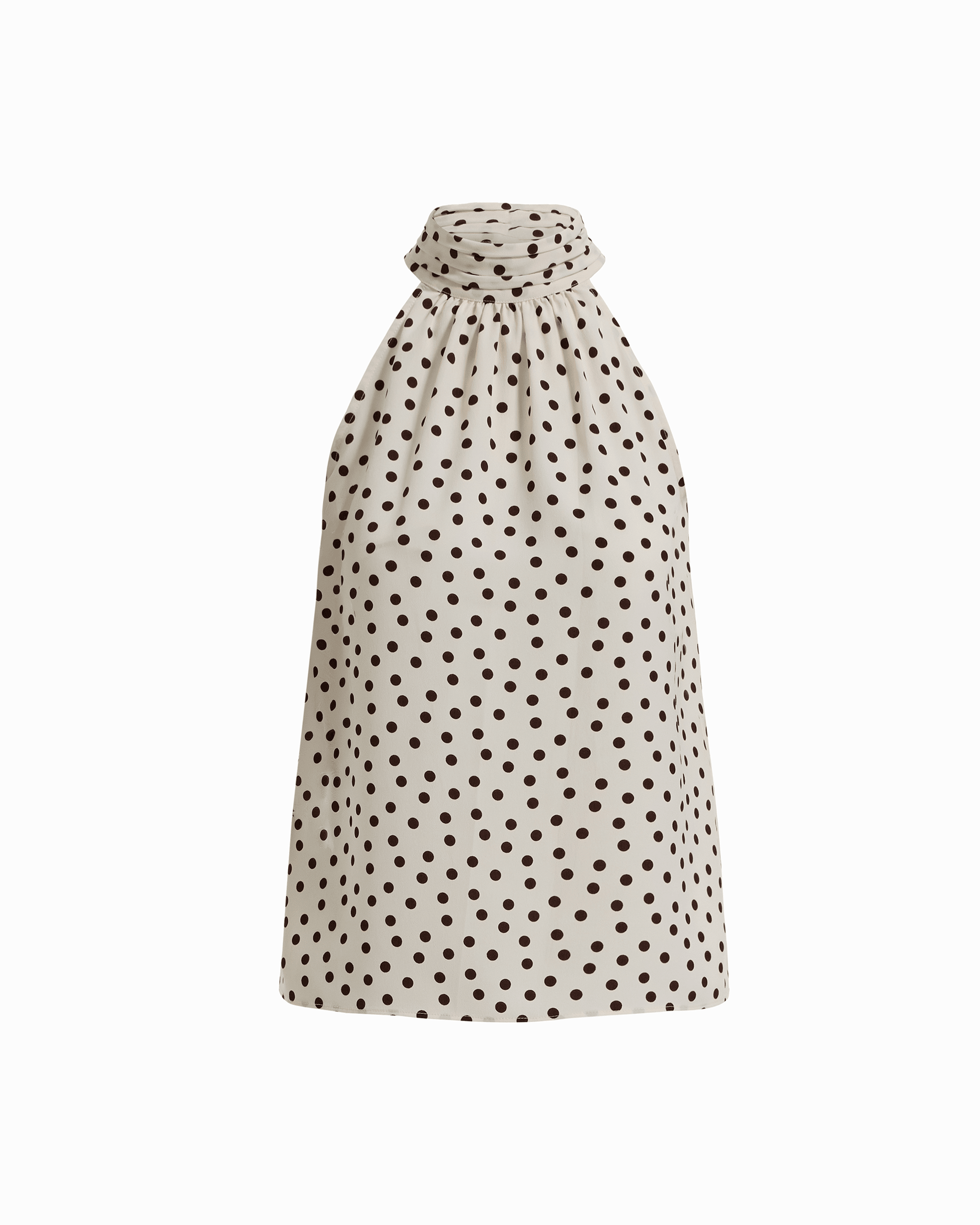 Shirred Halter Neck Sleeveless Blouse - Anne Klein WHT DV/DK CHOC