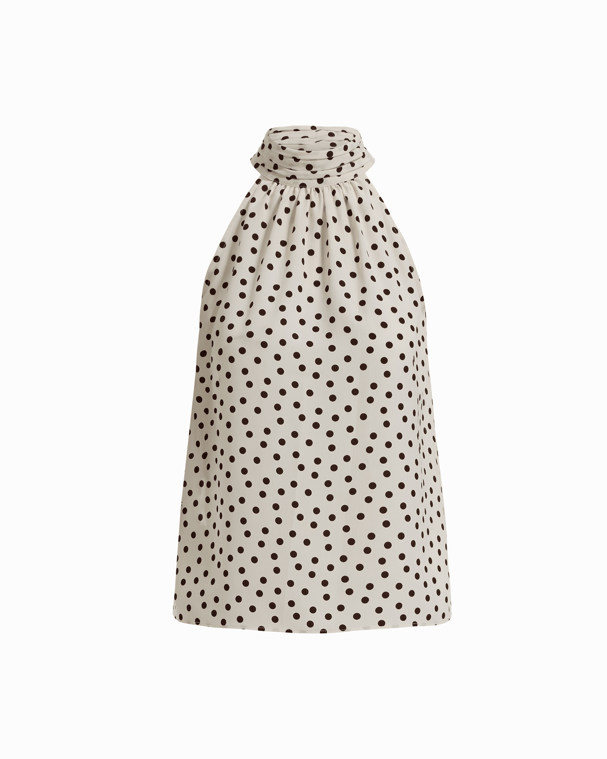 Shirred Halter Neck Sleeveless Blouse - Anne Klein WHT DV/DK CHOC