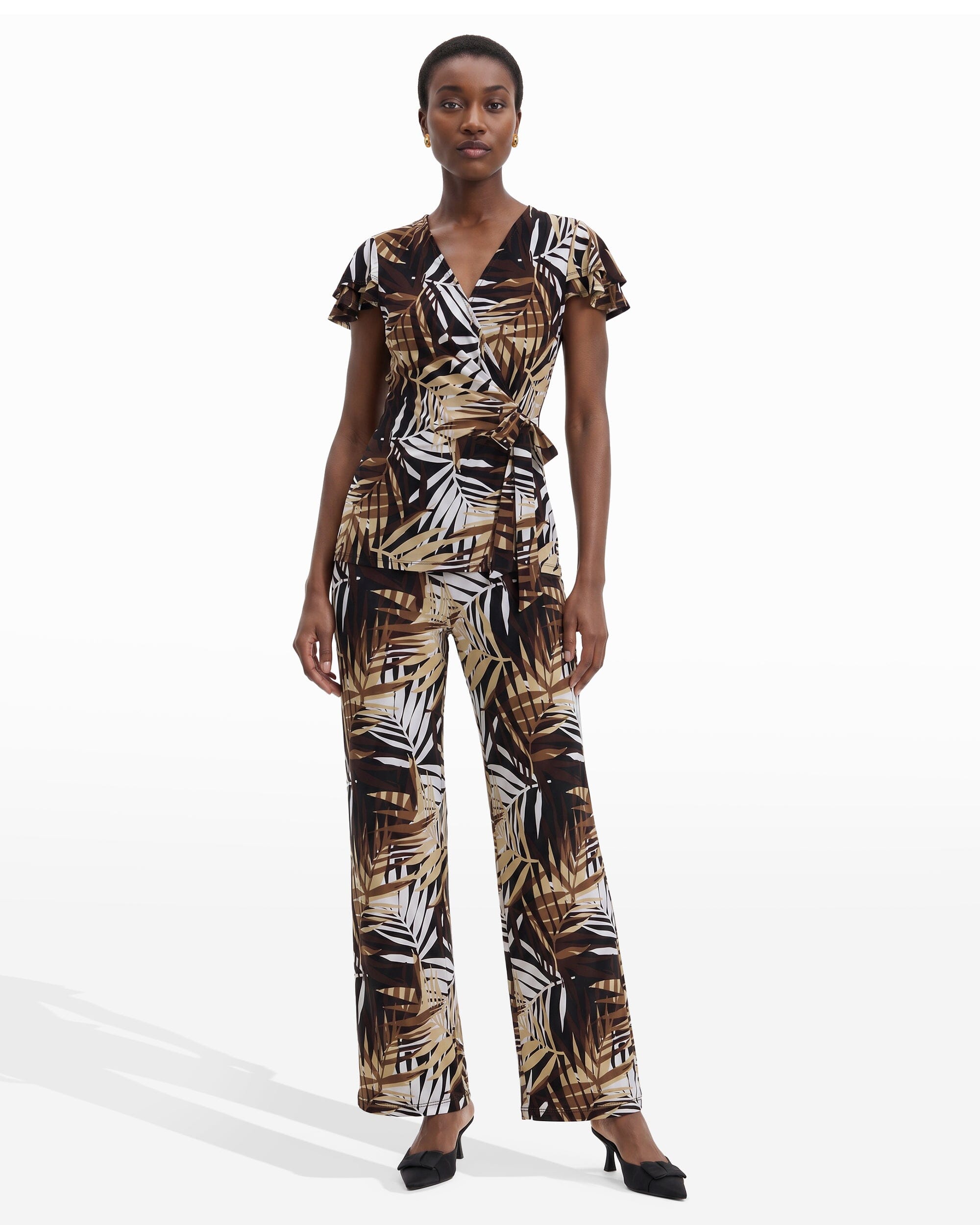 Leo Wrap Top with Flutter Sleeves - Anne Klein ANNE BLACK MULTI