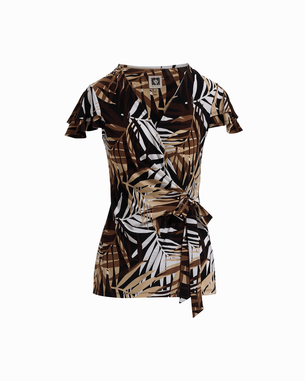 Leo Wrap Top with Flutter Sleeves - Anne Klein ANNE BLACK MULTI