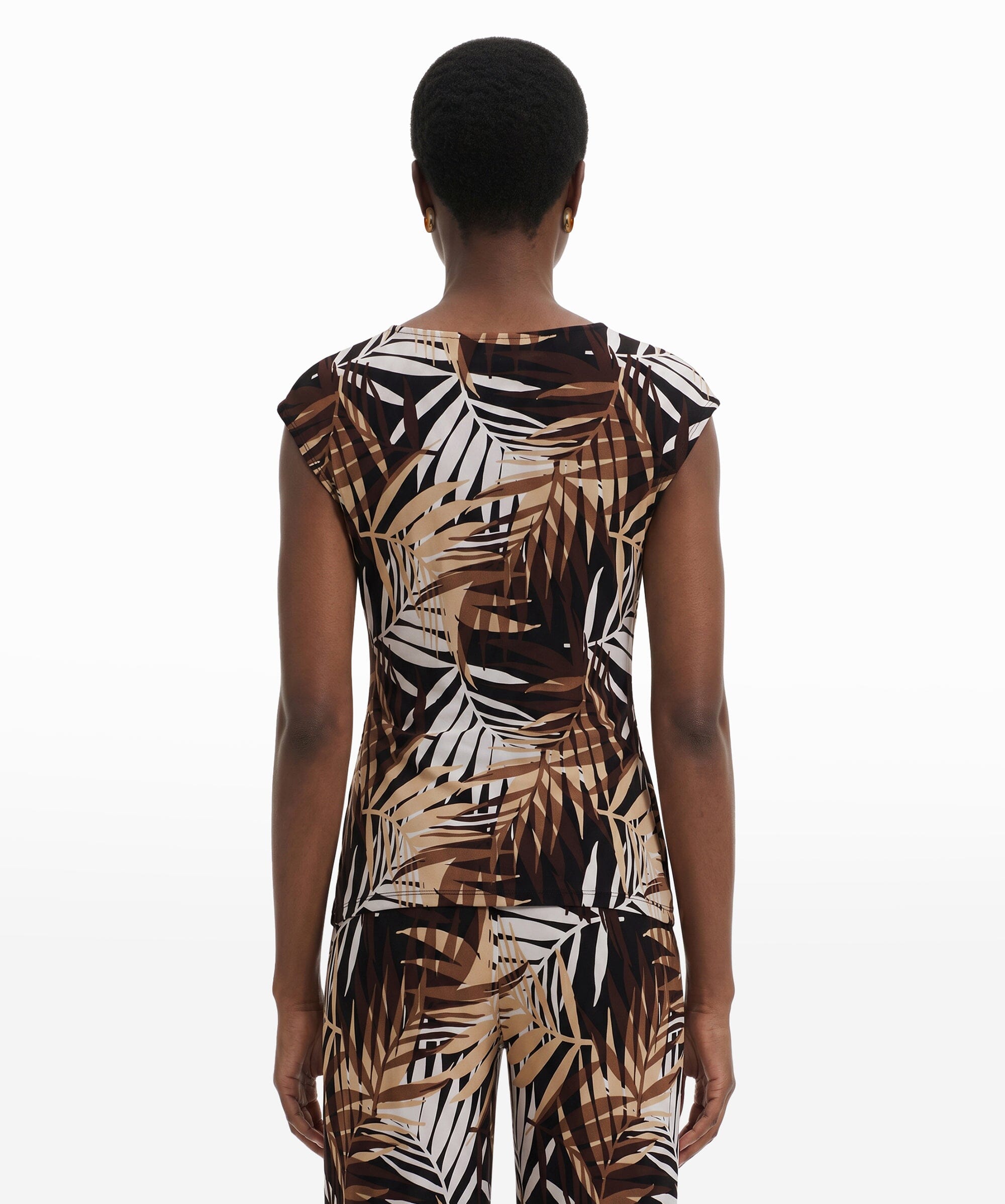 Extended Shoulder Side Tie Top - Anne Klein ANNE BLACK MULTI