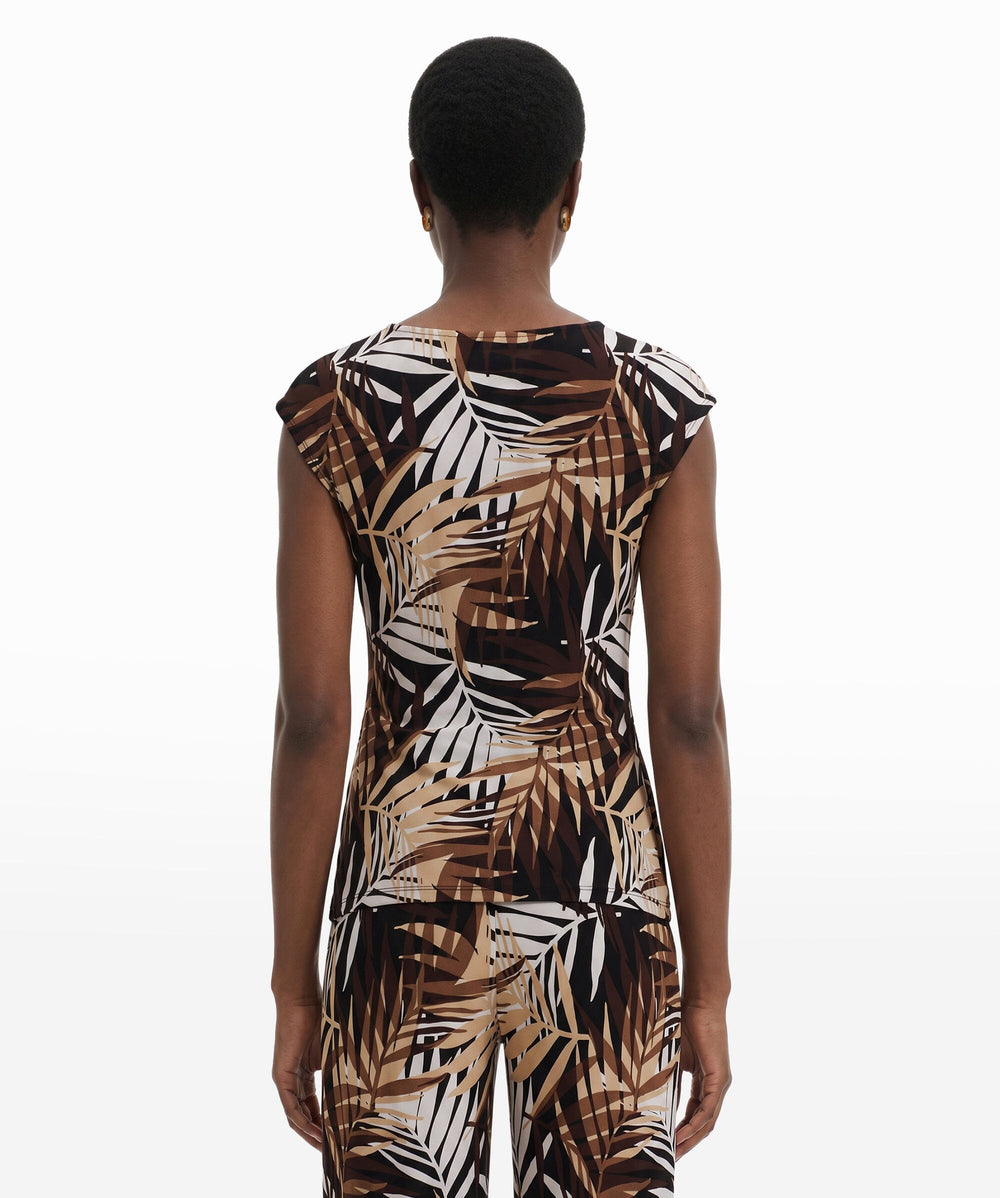 Extended Shoulder Side Tie Top - Anne Klein ANNE BLACK MULTI