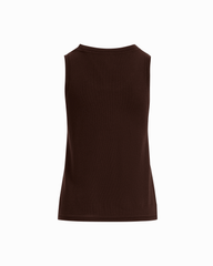 Scoop Neck Knit Tank Top - Anne Klein DARK CHOCOLATE