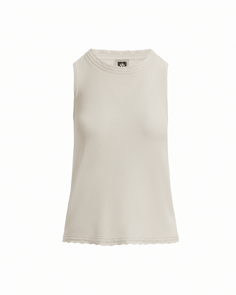 Scoop Neck Sleeveless Full Needle Tank Top - Anne Klein WHITE DOVE
