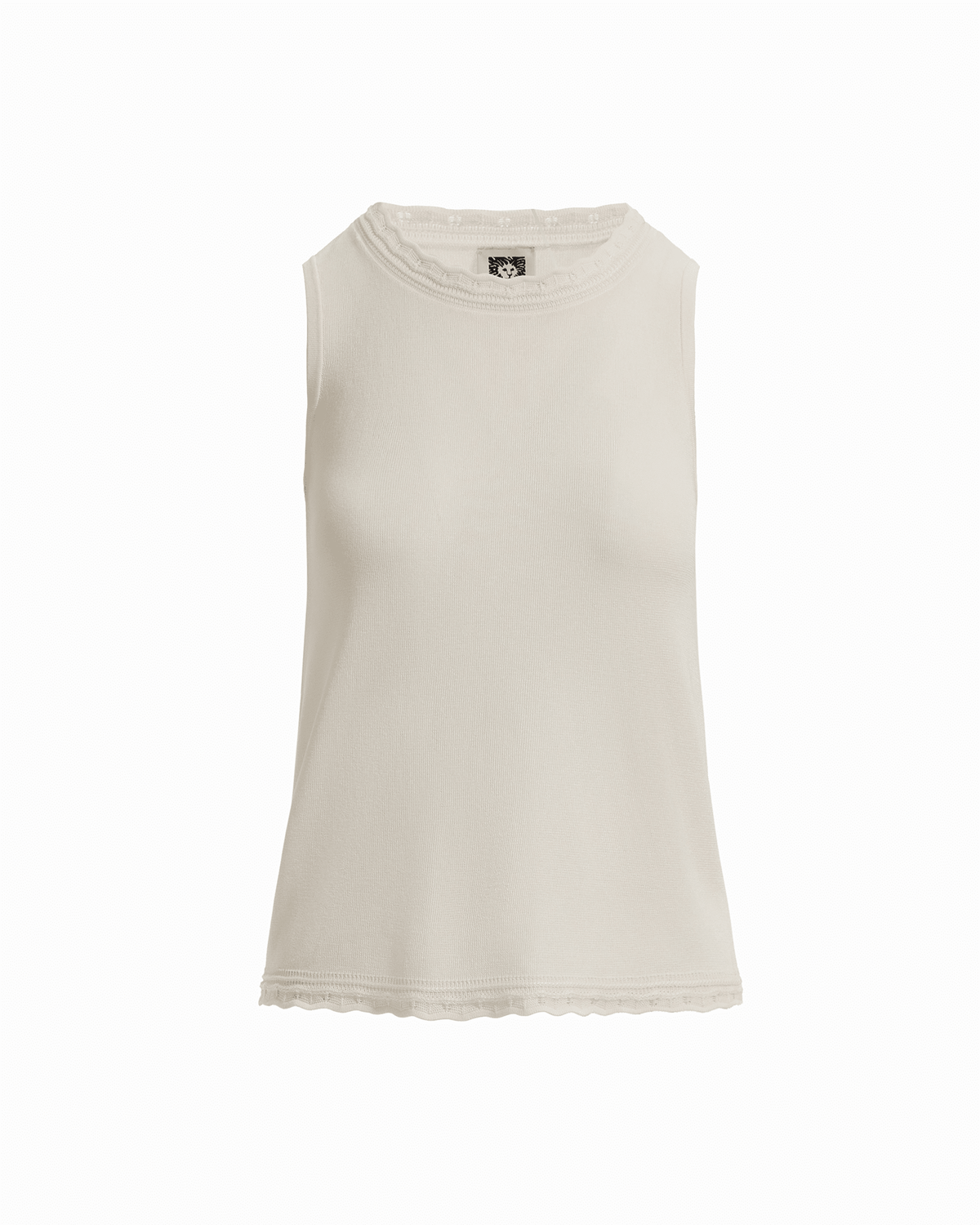 Scoop Neck Sleeveless Full Needle Tank Top - Anne Klein WHITE DOVE