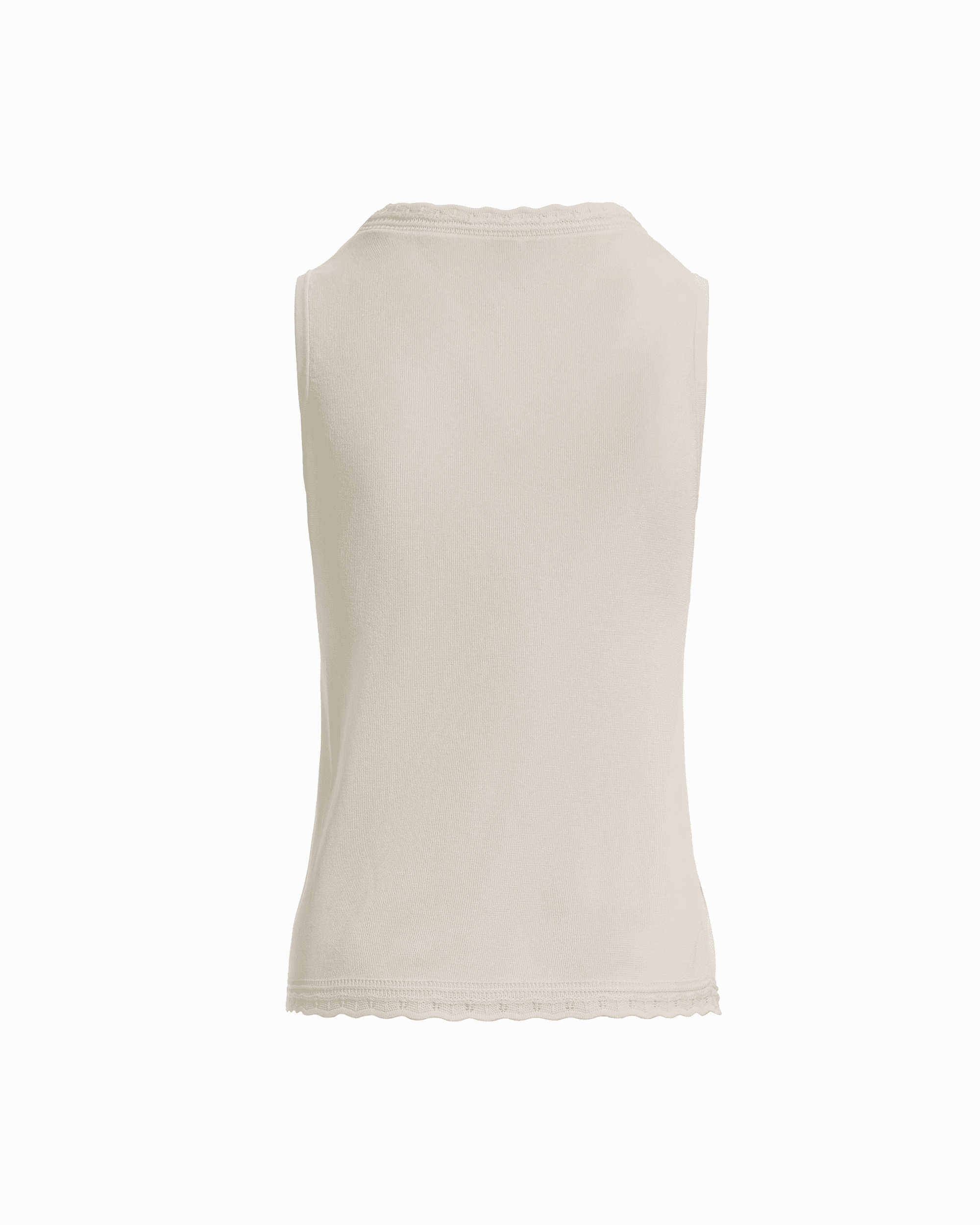 Scoop Neck Sleeveless Full Needle Tank Top - Anne Klein WHITE DOVE