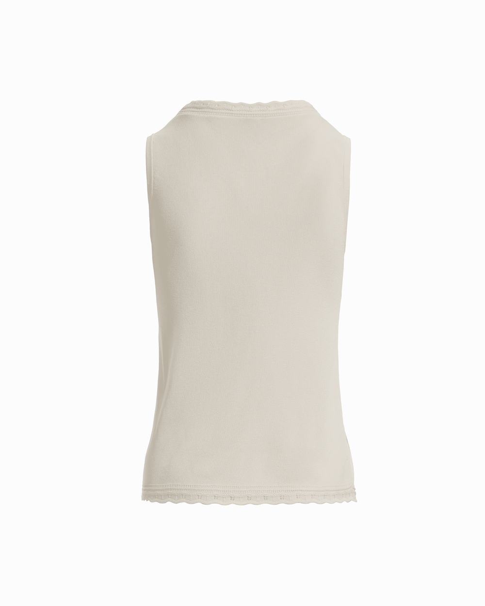 Scoop Neck Sleeveless Full Needle Tank Top - Anne Klein WHITE DOVE