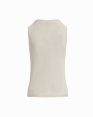 Scoop Neck Sleeveless Full Needle Tank Top - Anne Klein WHITE DOVE