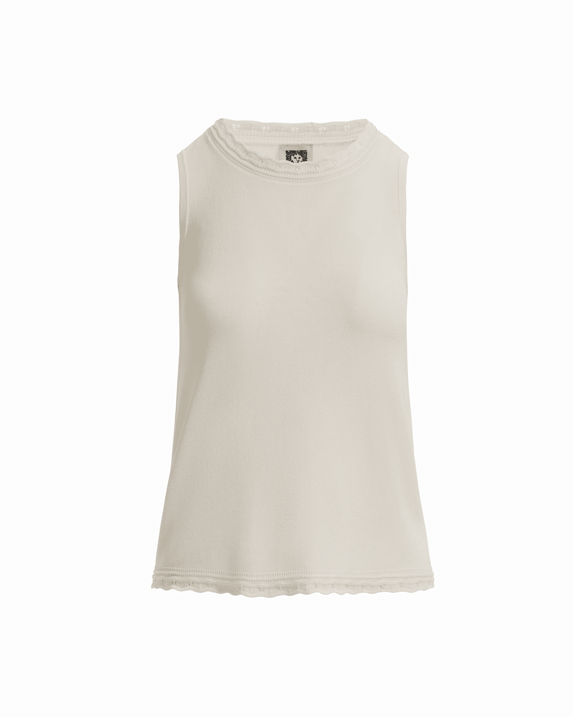 Scoop Neck Sleeveless Full Needle Tank Top - Anne Klein WHITE DOVE