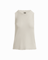 Scoop Neck Sleeveless Full Needle Tank Top - Anne Klein WHITE DOVE