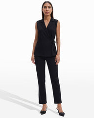 Sleeveless V-Neck Wrap Knit Top - Anne Klein ANNE BLACK