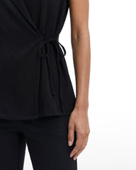 Sleeveless V-Neck Wrap Knit Top - Anne Klein ANNE BLACK