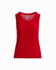 Scoop Neck Sleeveless Full Needle Knit Tank Top - Anne Klein BEGONIA RED