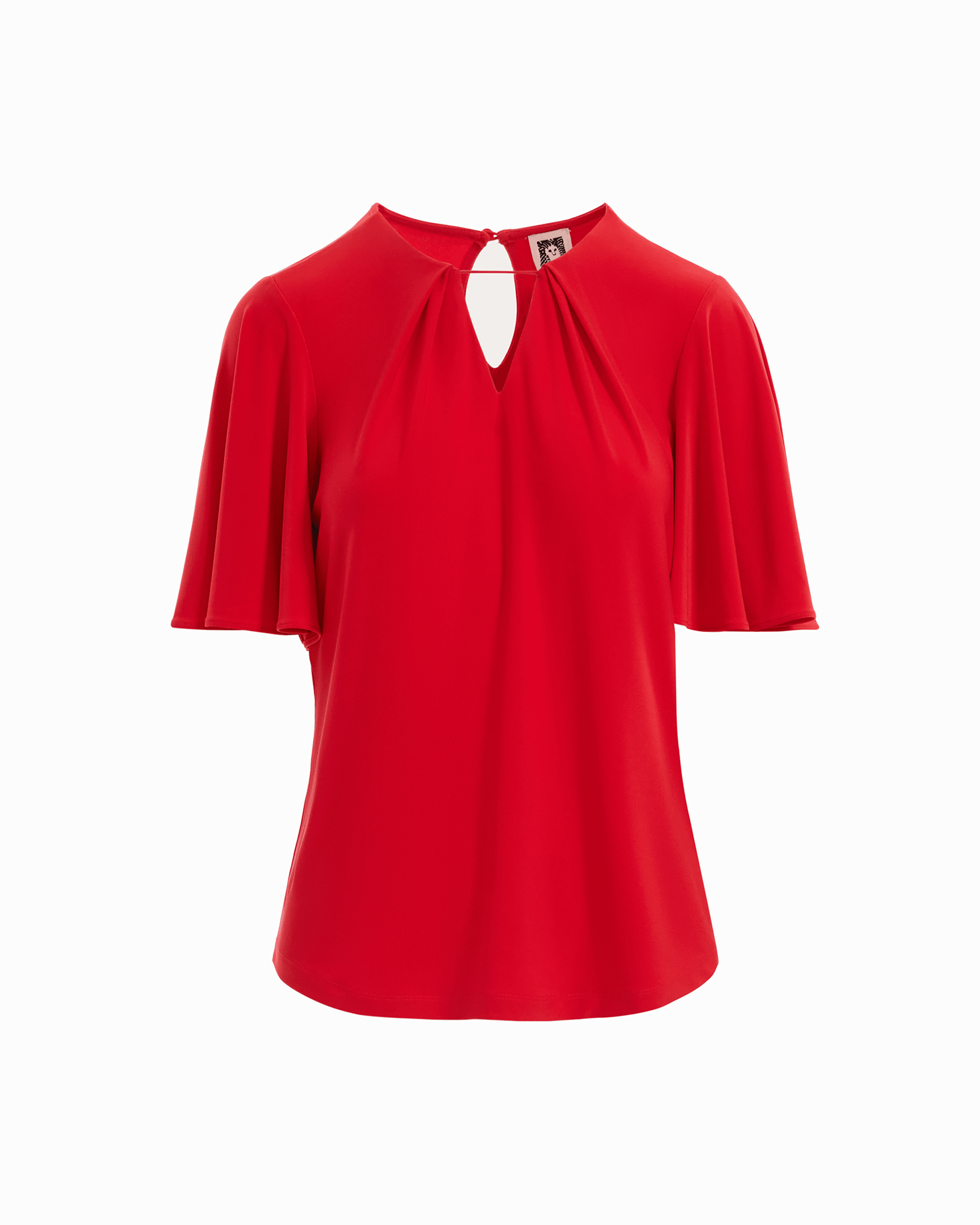 V-Neck Bell Sleeve Pullover Top - Anne Klein BEGONIA RED