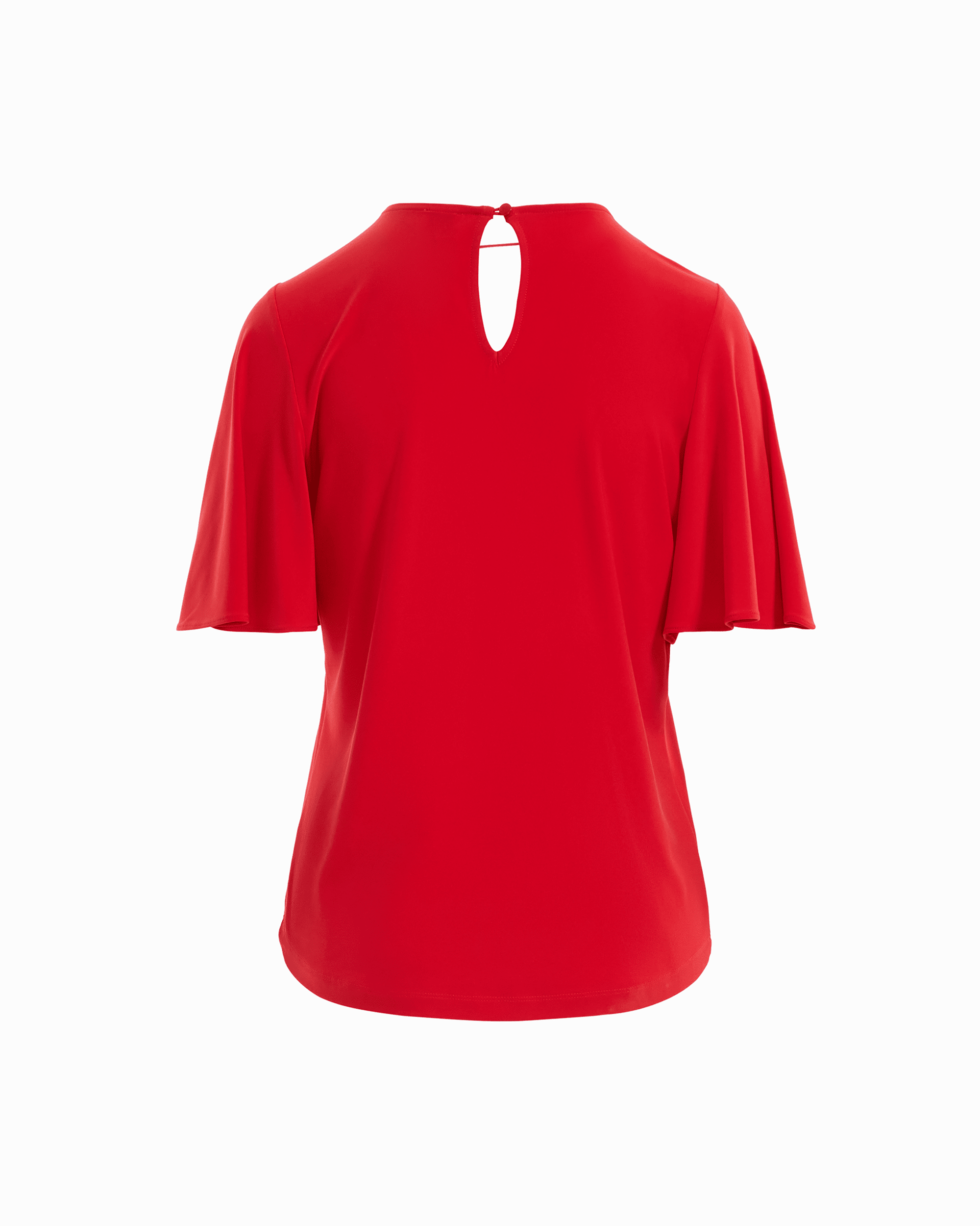 V-Neck Bell Sleeve Pullover Top - Anne Klein BEGONIA RED