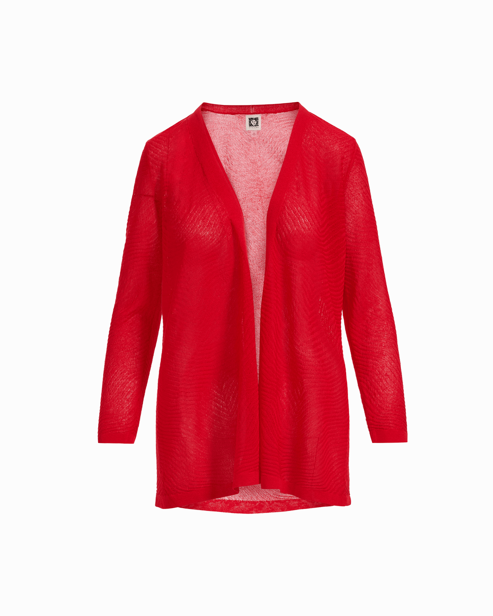 Sheer Open-Front Long Cardigan - Anne Klein BEGONIA RED