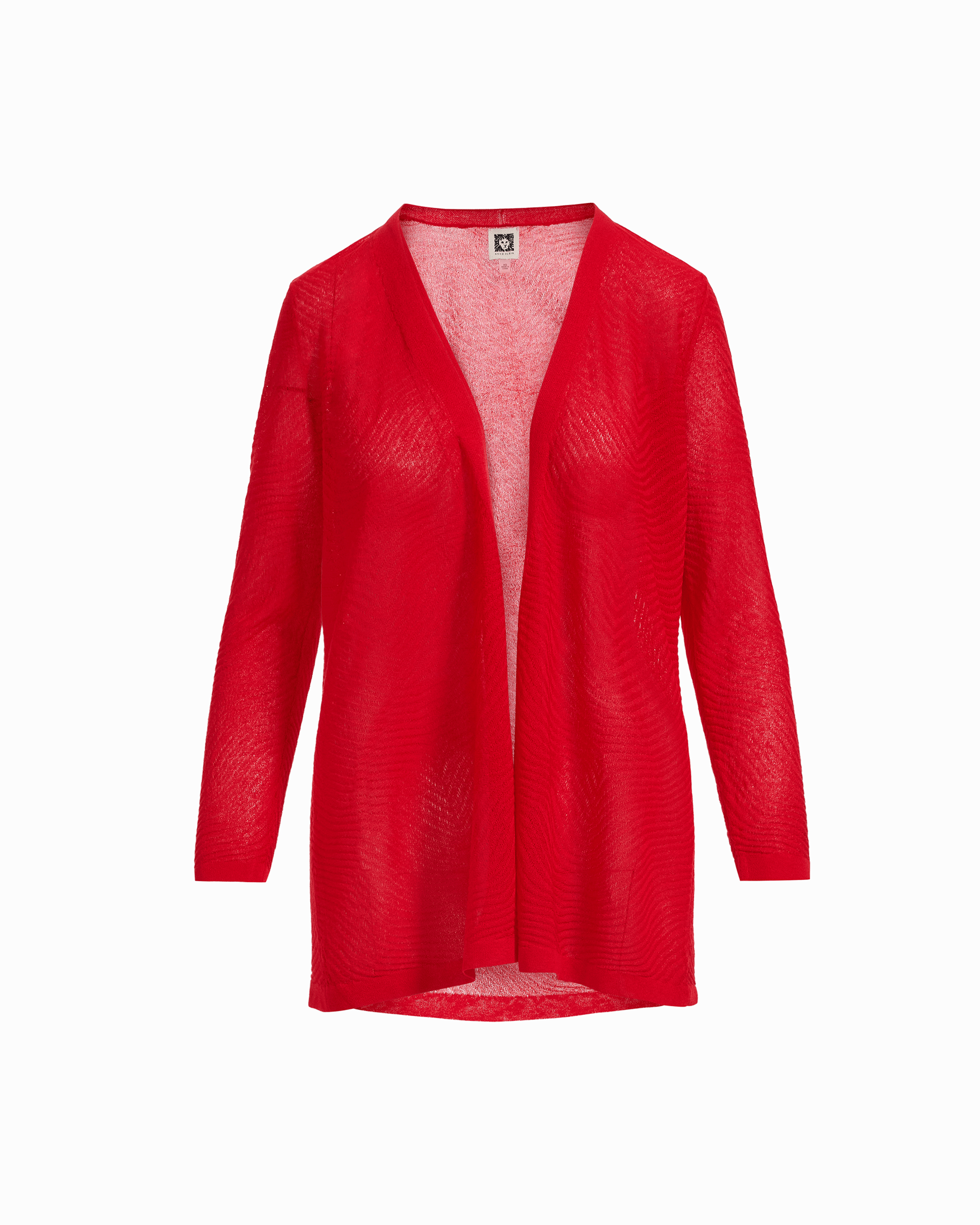 Sheer Open-Front Long Cardigan - Anne Klein BEGONIA RED