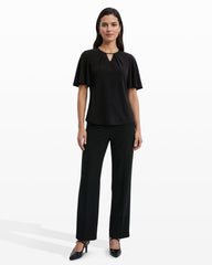 Pleated Bell Sleeve Top - Anne Klein ANNE BLACK