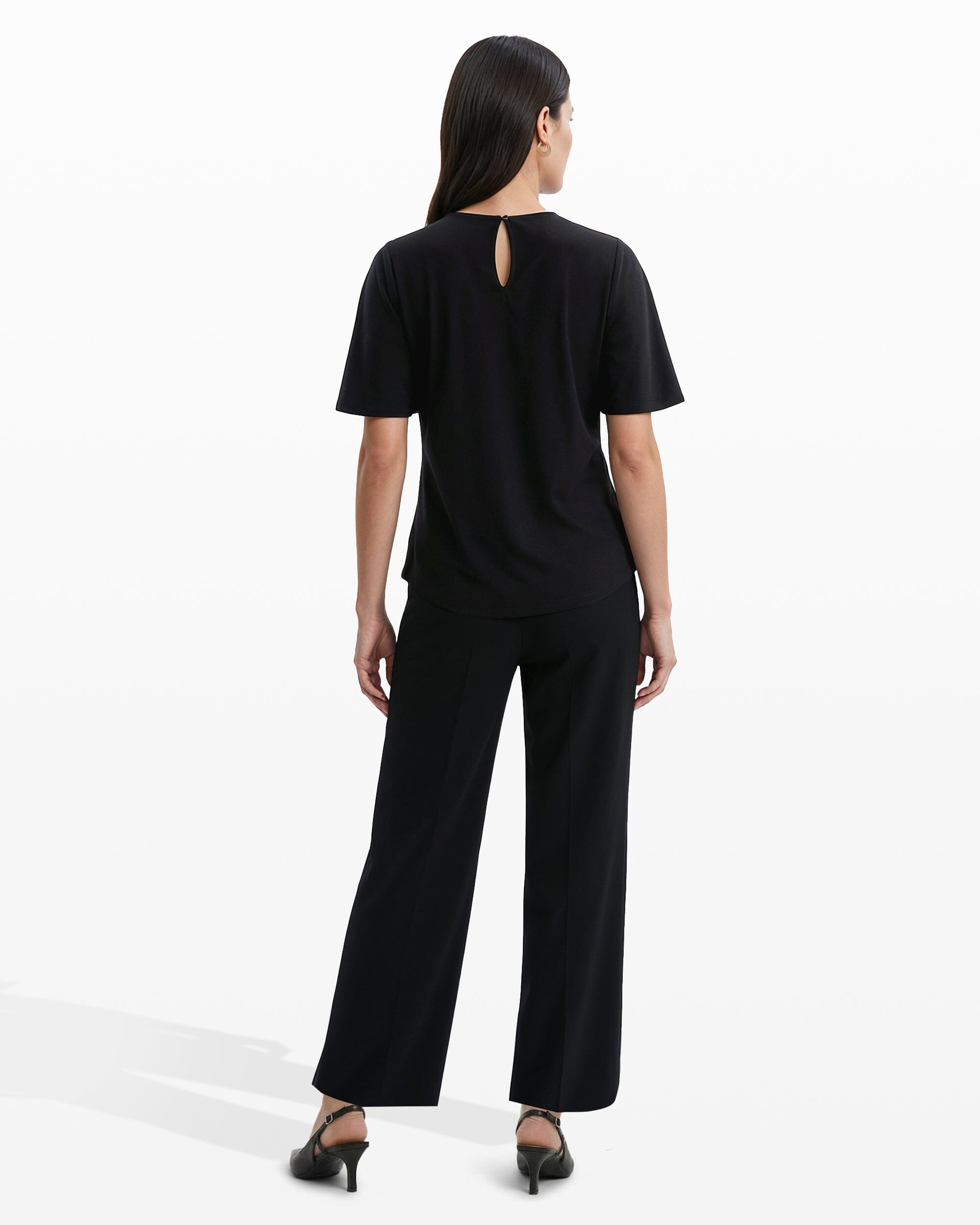 Pleated Bell Sleeve Top - Anne Klein ANNE BLACK