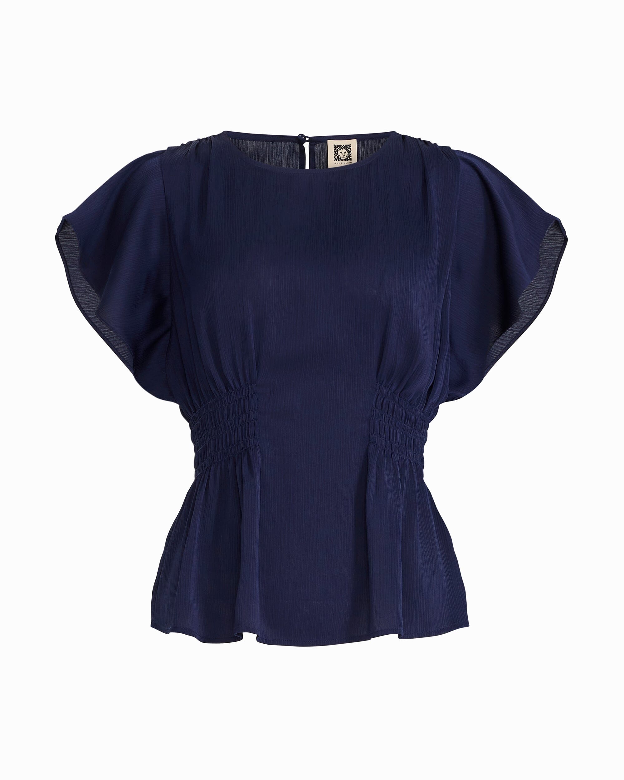 Smocked Waist Flutter Sleeve Blouse - Anne Klein DISTANT MOUNTAIN