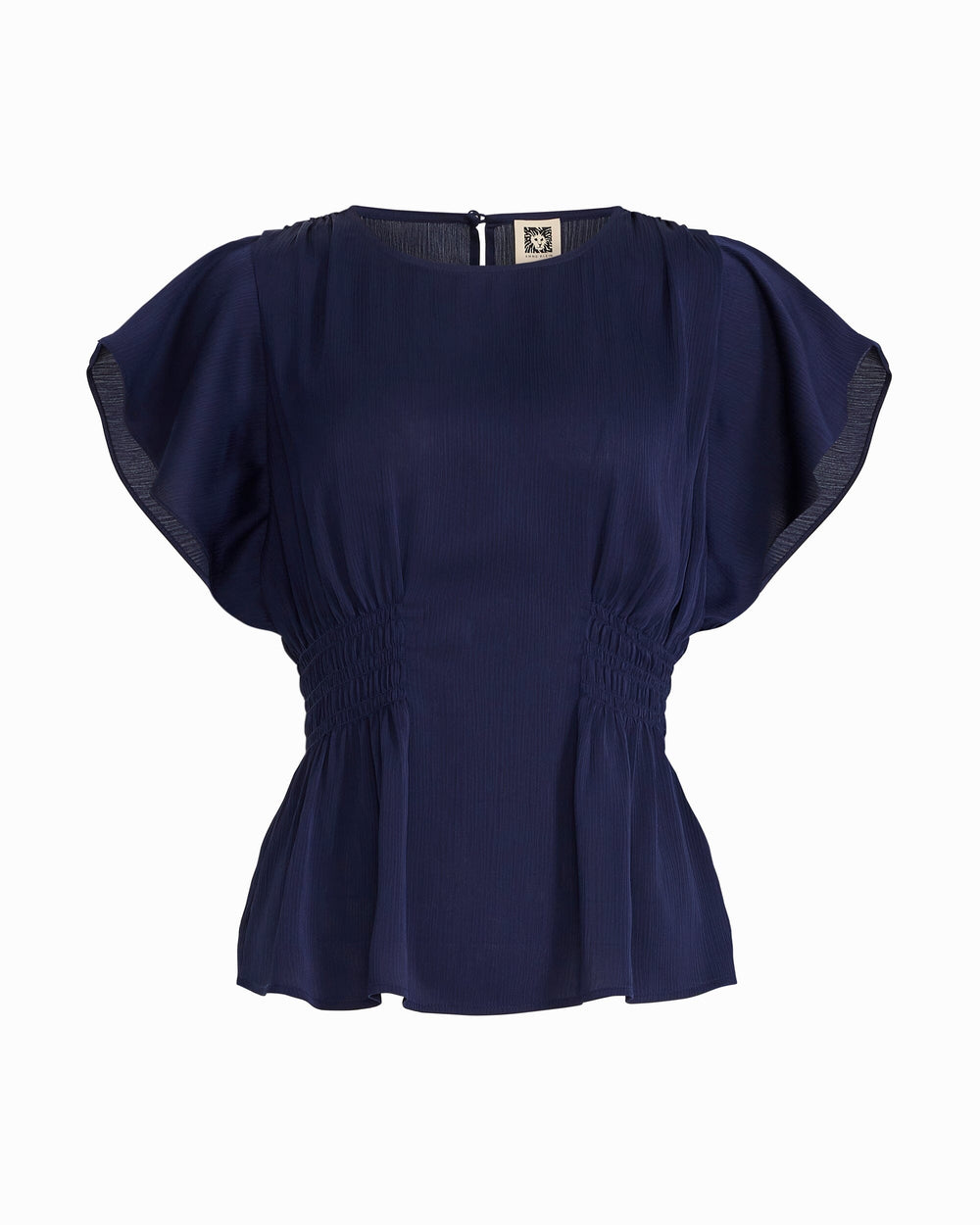 Smocked Waist Flutter Sleeve Blouse - Anne Klein DISTANT MOUNTAIN