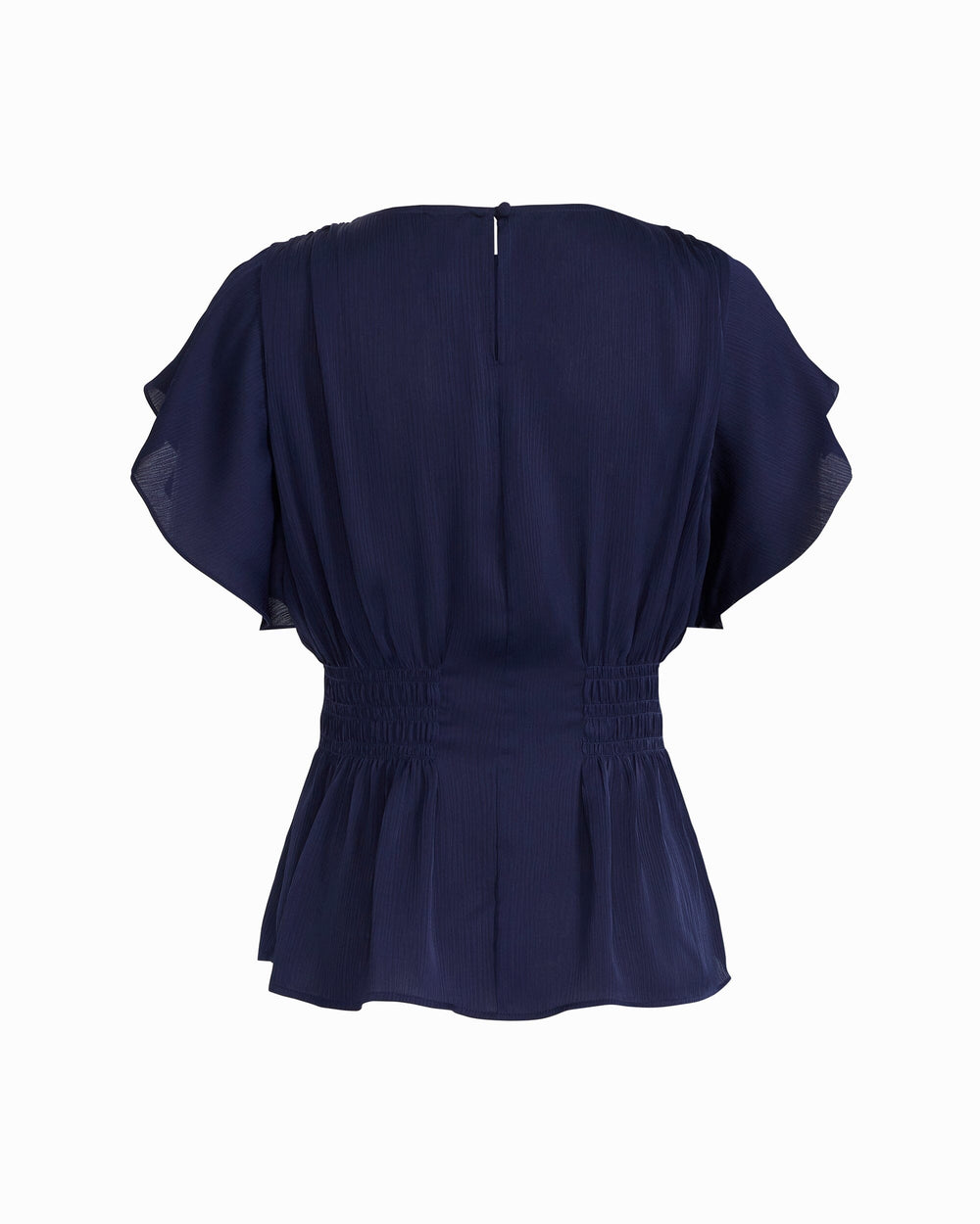 Smocked Waist Flutter Sleeve Blouse - Anne Klein DISTANT MOUNTAIN
