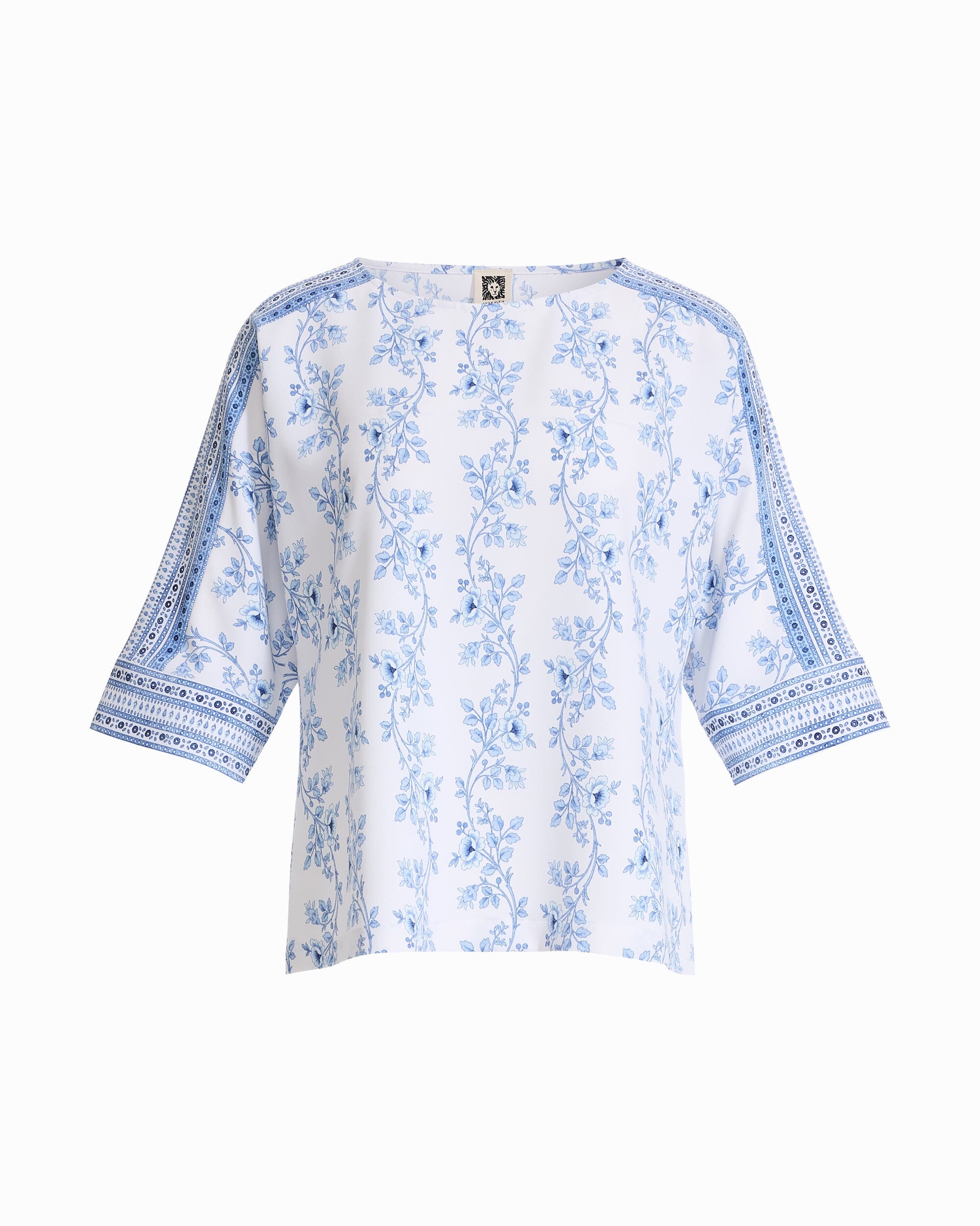 Three-Quarter Sleeve Bateau Neck Top - Anne Klein CRISP WHITE MLT