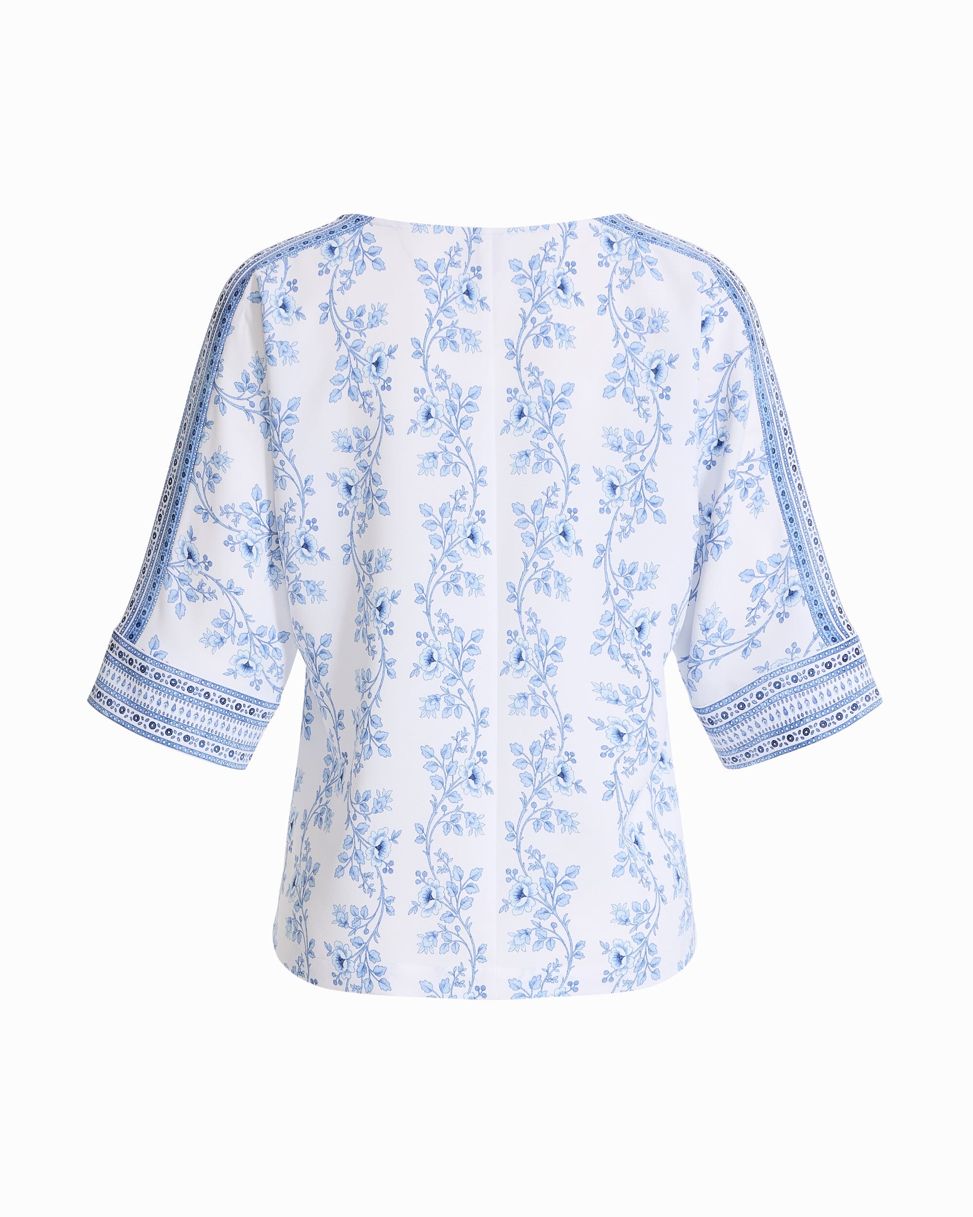 Three-Quarter Sleeve Bateau Neck Top - Anne Klein CRISP WHITE MLT