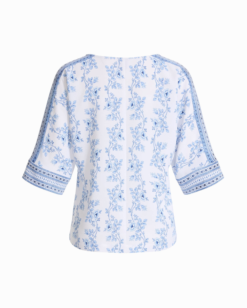 Three-Quarter Sleeve Bateau Neck Top - Anne Klein CRISP WHITE MLT
