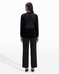 Sheer Stripe Open Front Cardigan - Anne Klein ANNE BLACK