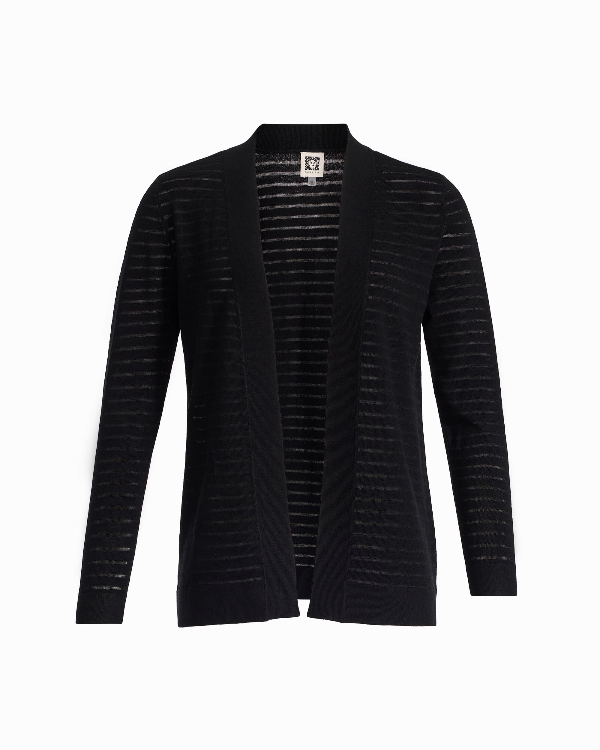 Sheer Stripe Open Front Cardigan - Anne Klein ANNE BLACK