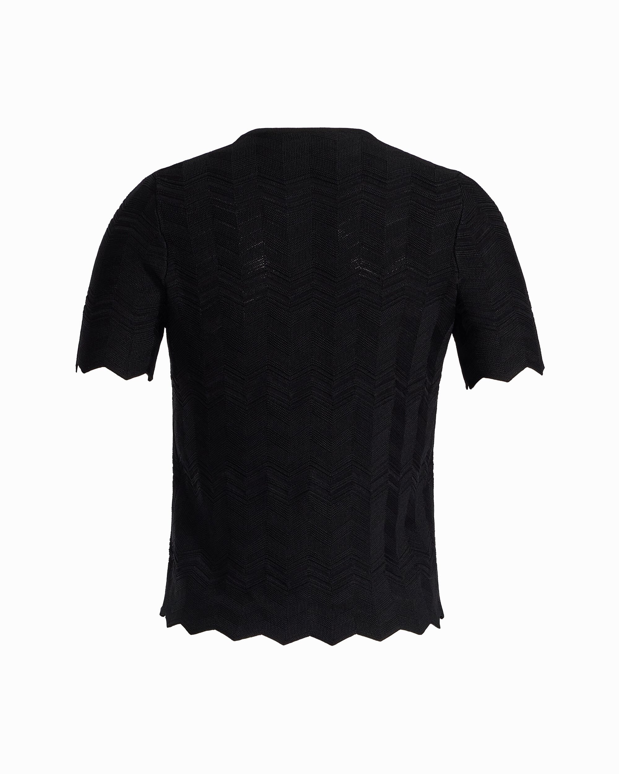 Button Front Zigzag Pointelle Cardigan - Anne Klein ANNE BLACK