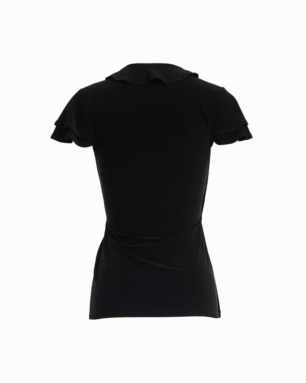 Flutter Sleeve Wrap Top with Ruffle - Anne Klein ANNE BLACK